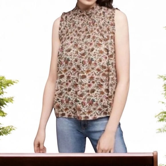 MAEVE ANTHROPOLOGIE women’s beautiful floral print sleeveless blouse 0P - Picture 1 of 5